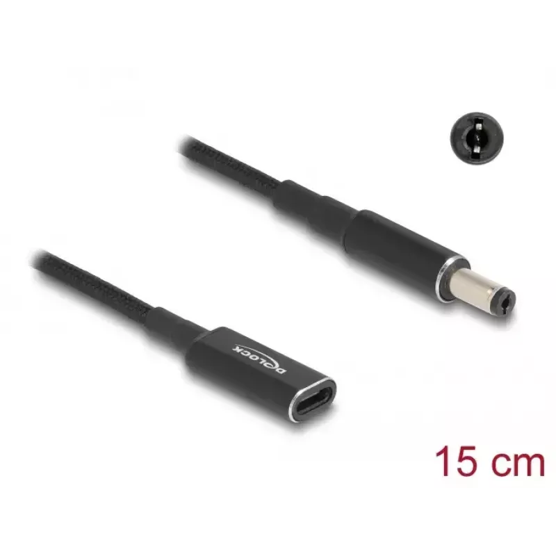 DeLOCK Adapter Cable USB Type-C Female to 5.5 x 2.1 mm Male 15 cm