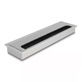 Cable grommet DELOCK 66862 for desk, silver, 80×280×28 mm