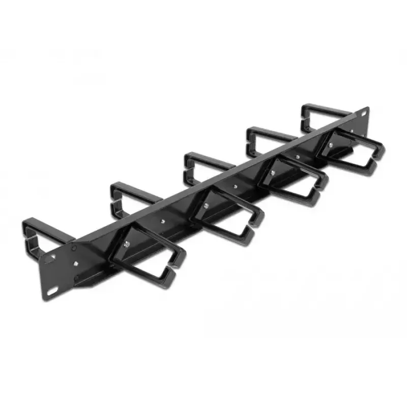 Cable management panel DeLOCK 19 inch 1U black with 9 hooks