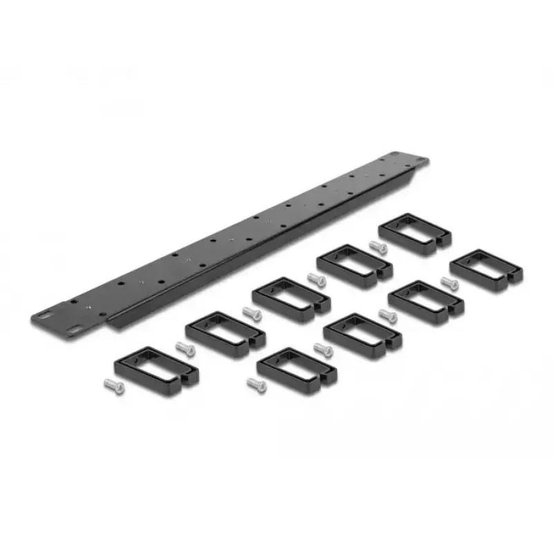 Cable management panel DeLOCK 19 inch 1U black with 9 hooks