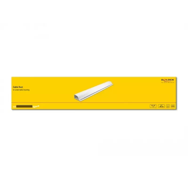 Cable duct DeLOCK 20885 under-table mounting 63 x 28 mm white 2 pcs