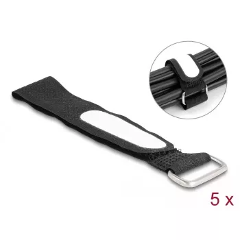 Hook & loop cable tie DeLOCK 203x20mm black 5 pieces