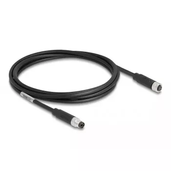 DeLOCK M8 4 pin Cable A-coded male to female PUR TPU 2 m