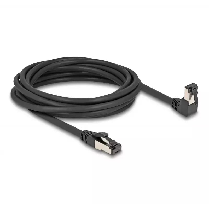 Network Cable DeLOCK RJ45 Cat.8.1 90° downwards angled / straight 5 m black