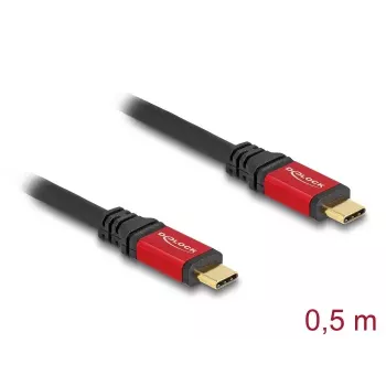 DeLOCK USB Cable USB Type-C male to male 20 Gbps 0.5 m red metal