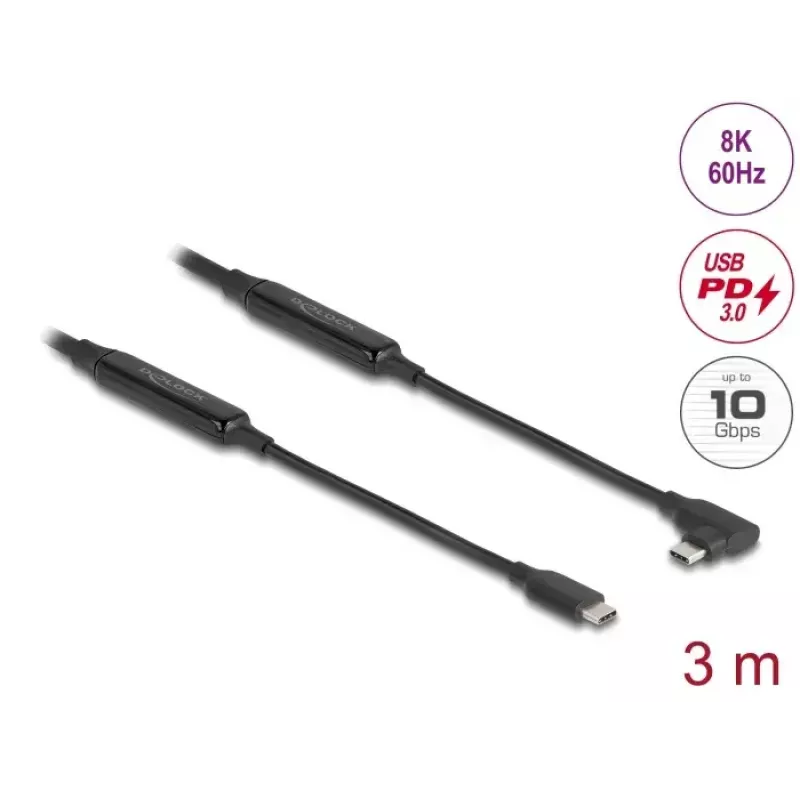 USB Cable DeLOCK 81195 3m USB C Black 10 Gbit/s