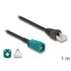 Coaxial cable DELOCK 90698 with HSD Z to RJ-45 connectors, 1 m, Black/Blue