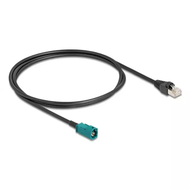 Coaxial cable DELOCK 90698 with HSD Z to RJ-45 connectors, 1 m, Black/Blue