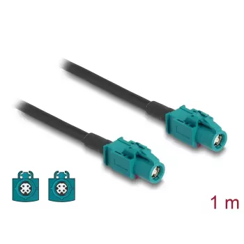 Coaxial cable DELOCK 90680 — 1 m, HSD Z to HSD Z, Black/Blue
