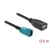Coaxial cable DELOCK 90702 HSD Z to USB A, 0.5 m, Black/Blue