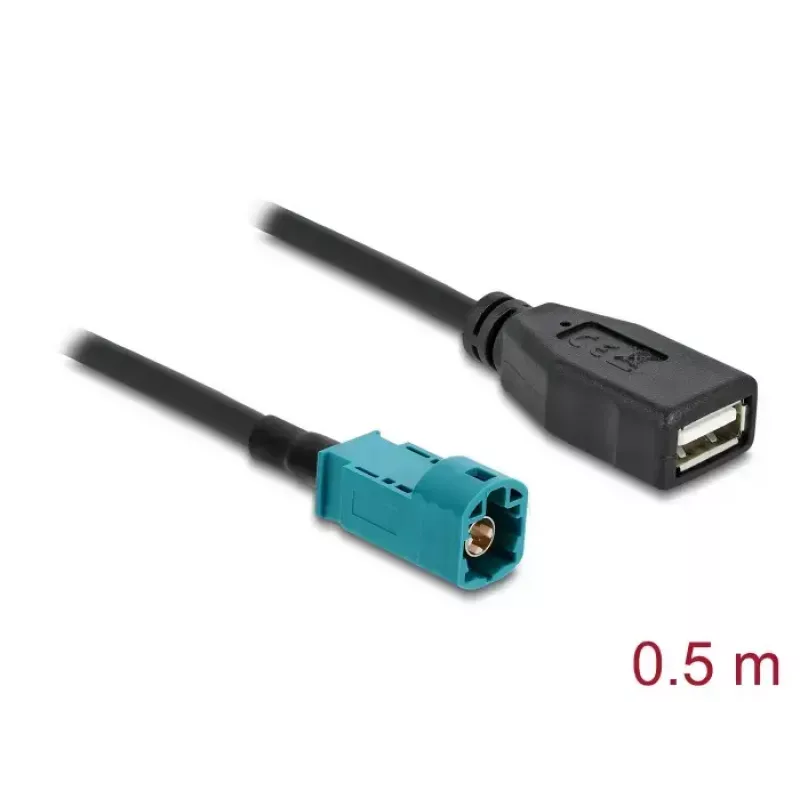 Coaxial cable DELOCK 90702 HSD Z to USB A, 0.5 m, Black/Blue