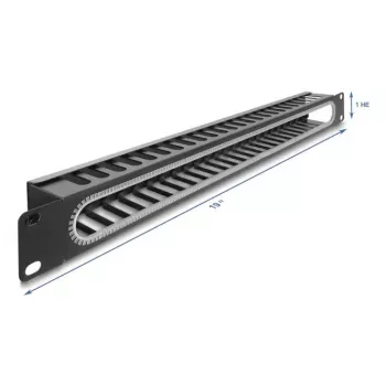 Cable management panel DELOCK 67277 — steel, black, 1U rack accessory