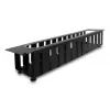 Cable management panel DELOCK 67279 — 2U steel rack accessory, black, opening with edge protection