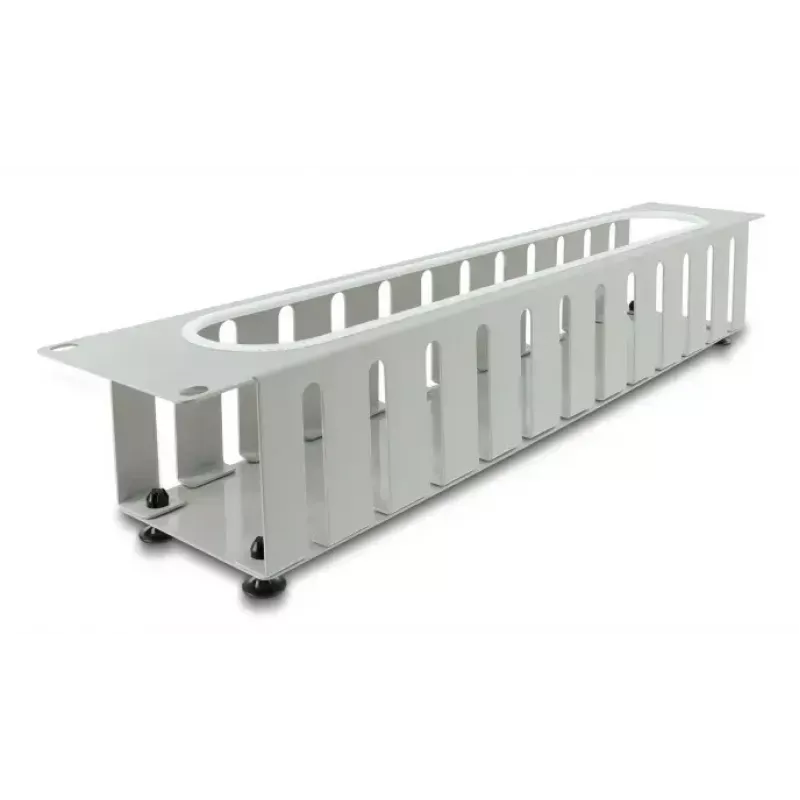 Cable management panel DELOCK 67280 — 19 inch 2U steel rack panel with opening, grey