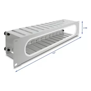 Cable management panel DELOCK 67280 — 19 inch 2U steel rack panel with opening, grey