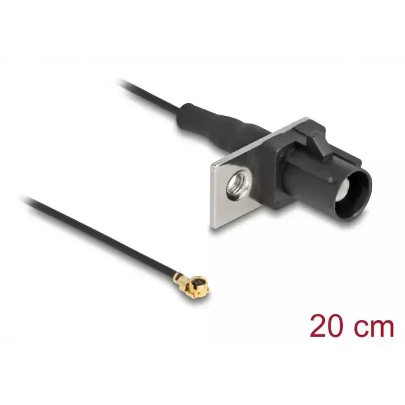 Coaxial cable DELOCK 90728 — FAKRA A to I-PEX MHF1, 0.2 m, 1.13 mm, black