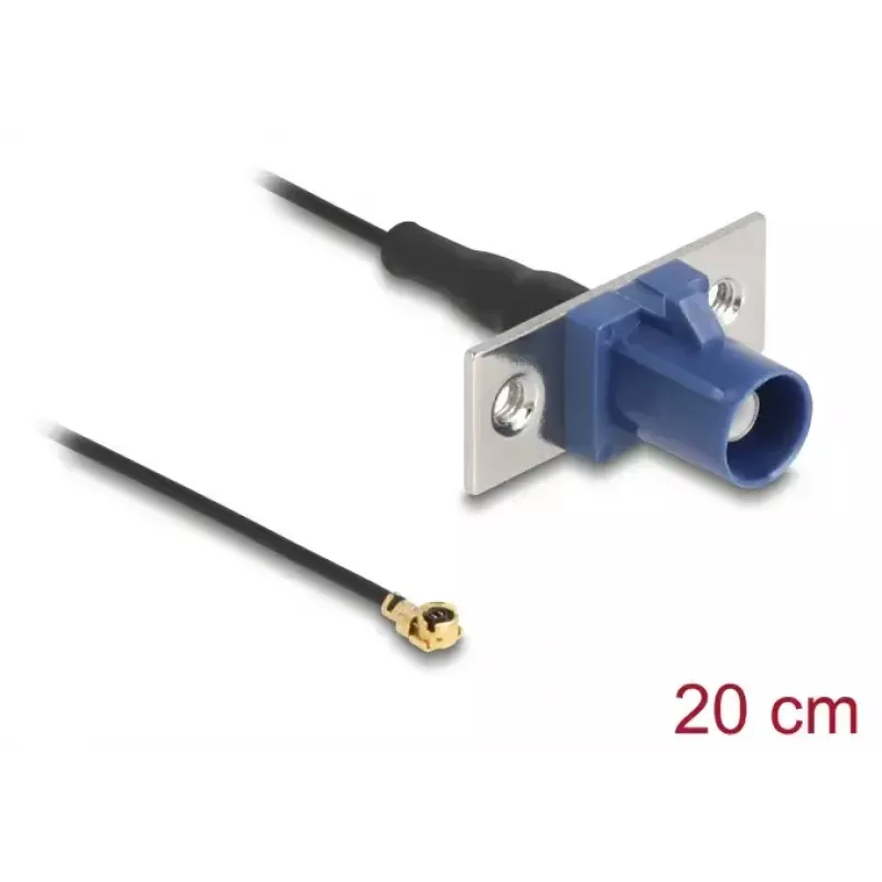 Coaxial cable DELOCK 90731, FAKRA C to I-PEX MHF1, 0.2 m, 1.13 mm, black/blue