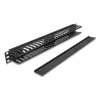Cable management routing panel DELOCK 19 inch 1U with 2 openings, metal/plastic, black