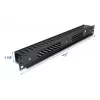 Cable management routing panel DELOCK 19 inch 1U with 2 openings, metal/plastic, black