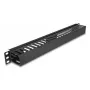 Cable management routing panel DELOCK 19 inch 1U with 2 openings, metal/plastic, black