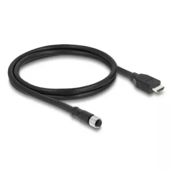 DELOCK M12 A-coded 17-pin (female) to HDMI (male) cable — 1 m, black