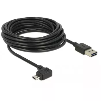 USB 2.0 cable DELOCK Type-A to Micro-USB B angled left/right, 5 m, black