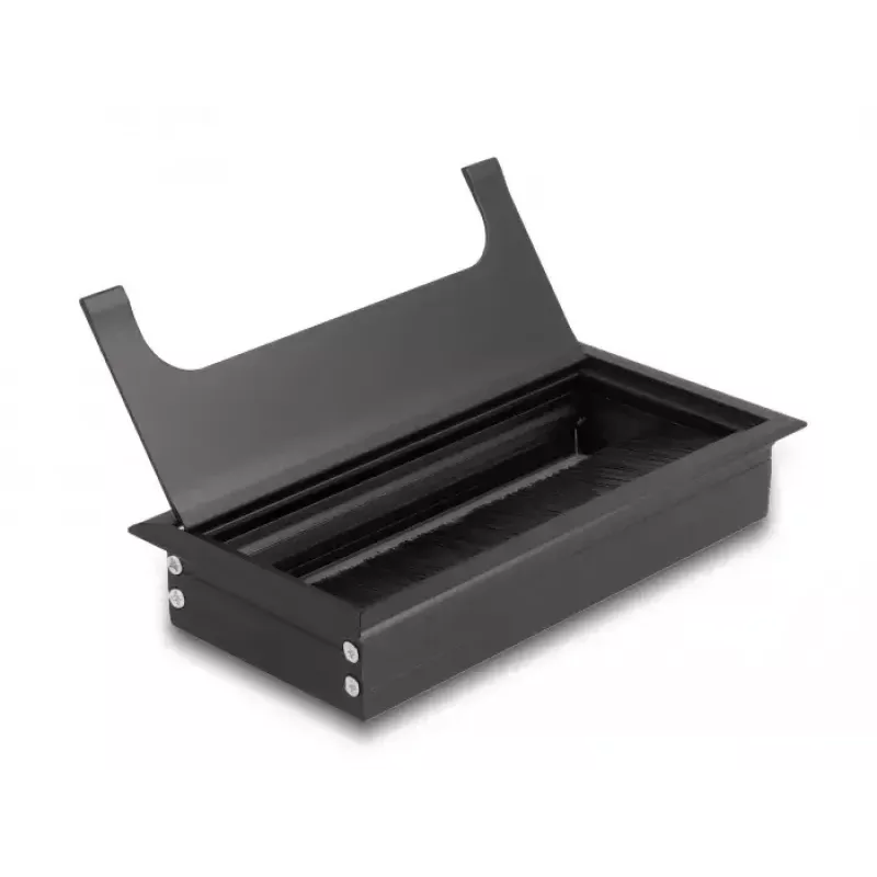 Cable grommet DELOCK 66856 for desk, black, 80×160×28 mm, 1 pc