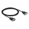 Delock RS-232 Null Modem Cable, D-Sub 9 Male to Female, Slim Connector Housing, 2 m, Black