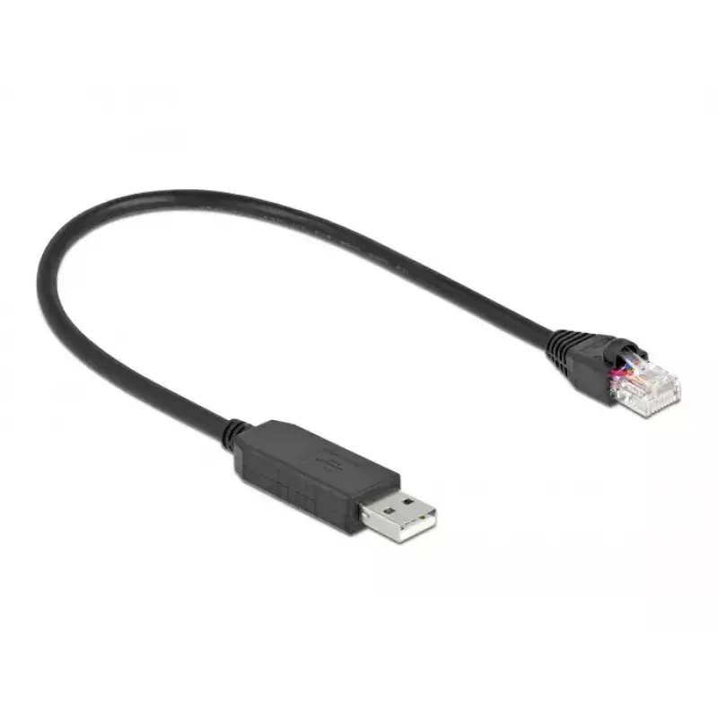 Serial Connection Cable DeLOCK 64158 USB 2.0 Type-A to RS-232 RJ45 25 cm black