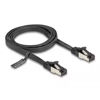 Network Cable DeLOCK RJ45 Flat Patch Cable plug to plug Cat.8.1 1 m black