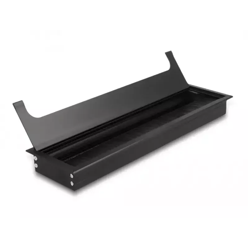 Cable grommet DELOCK 66858 for desk, black, 80×300×28 mm