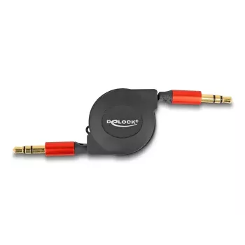 Audio Cable DeLOCK 85369 0.9m 3.5mm Male to Male Black Red Gold Plated