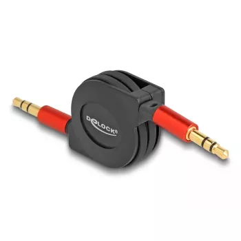 Audio Cable DeLOCK 85369 0.9m 3.5mm Male to Male Black Red Gold Plated