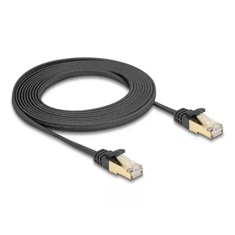 Network Cable DeLOCK RJ45 Flat 3m Cat6A Black