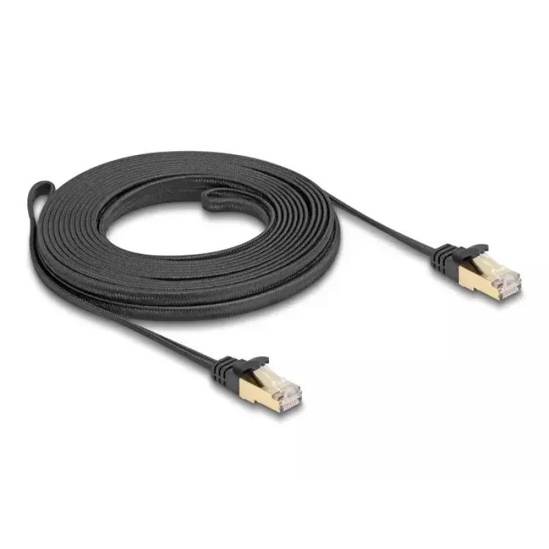 Network Cable DeLOCK RJ45 Flat 7.5m Cat6A U/FTP Black