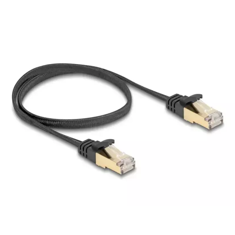 Network Cable DeLOCK RJ45 Flat 0.5m Cat.6A Black