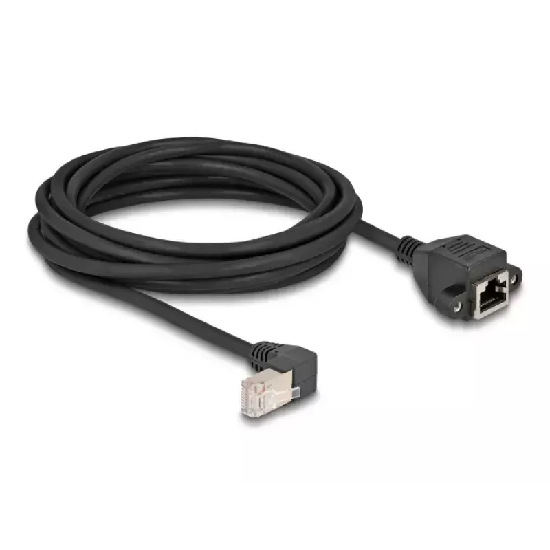 DeLOCK Network Extension Cable S/FTP RJ45 90° angled to RJ45 Cat.6A 5 m black