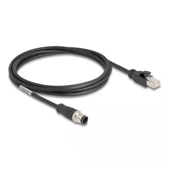 Network Cable DeLOCK M12 Cable D-coded 4 pin male to RJ45 male Cat5e 2 m Black