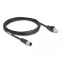Network Cable DeLOCK M12 Cable D-coded 4 pin male to RJ45 male Cat5e 2 m Black