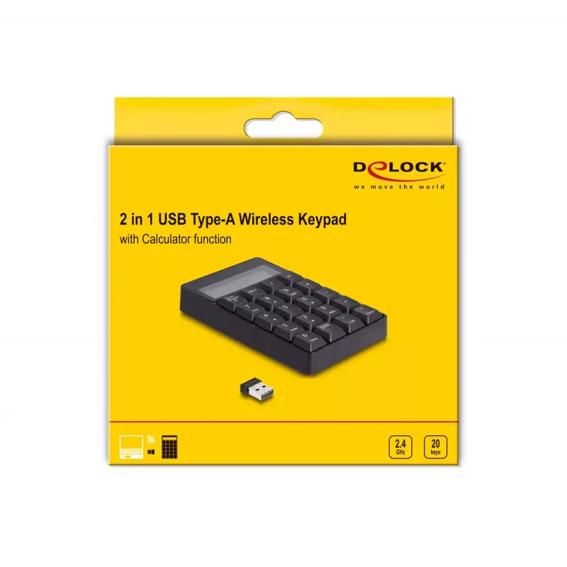 Numeric Keypad DeLOCK 12113 USB Black 20 Keys Universal