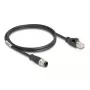 Network Cable DeLOCK M12 Cable D-coded 4 pin male to RJ45 male Cat5e 1 m Black