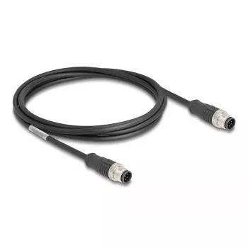 Network Cable DeLOCK M12 Cable A-coded 8 pin male to male Cat5e 2 m Black