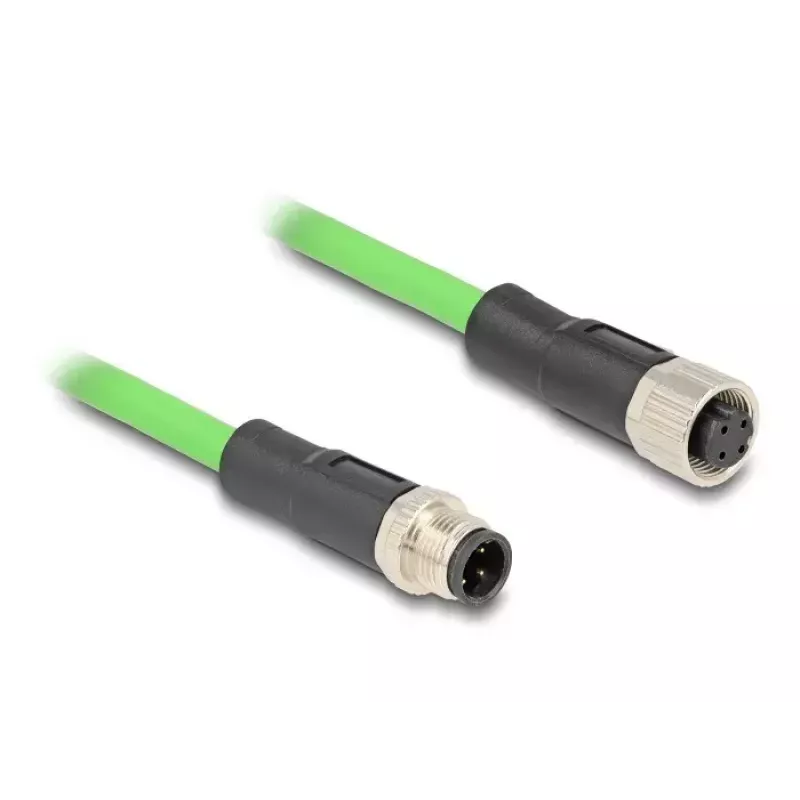 Network Cable DeLOCK M12 Cable D-coded 4 pin male to female PUR (TPU) 5 m