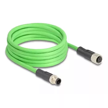 Network Cable DeLOCK M12 Cable D-coded 4 pin male to female PUR (TPU) 5 m