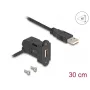 DeLOCK USB 2.0 Type-A panel mount female 45° angled to Type-A male 30 cm cable black