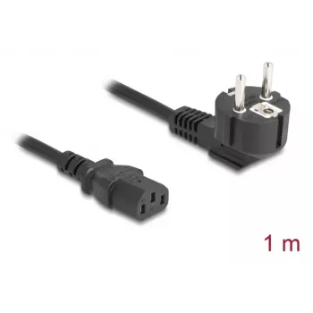 Power cord DELOCK CEE 7/7 90° angled to IEC C13, 1 m, 3×0.75 mm², H05VV-F, 250 V