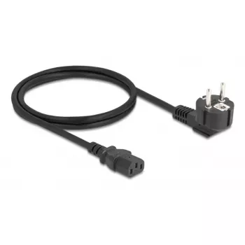 Power cord DELOCK CEE 7/7 90° angled to IEC C13, 1 m, 3×0.75 mm², H05VV-F, 250 V