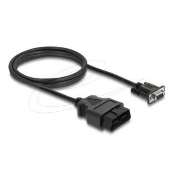 DELOCK Adapter Cable OBD‑2 Male to DB‑9 Female, Cat5e, Black, 1.15 m