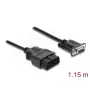 DELOCK Adapter Cable OBD‑2 Male to DB‑9 Female, Cat5e, Black, 1.15 m