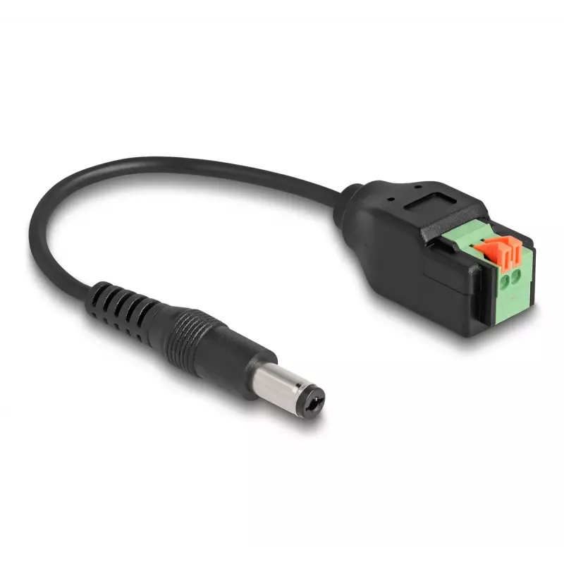 DeLOCK DC Cable 2.1 x 5.5 mm male to 2 pin Terminal Block Adapter 15 cm